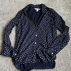 OLD NAVY - navy white polka dot “the classic shirt”